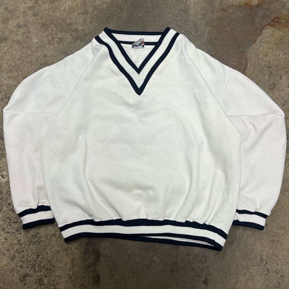 Vintage Pluma Sweatshirt Women’s Large White Navy Streetwear Heavyweight Casual